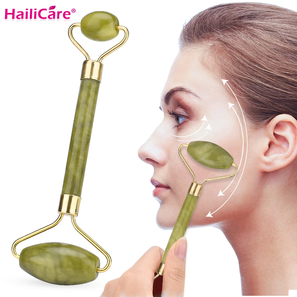 Натуральный нефритовый роликовый лицевой массажный инструмент для похудения
