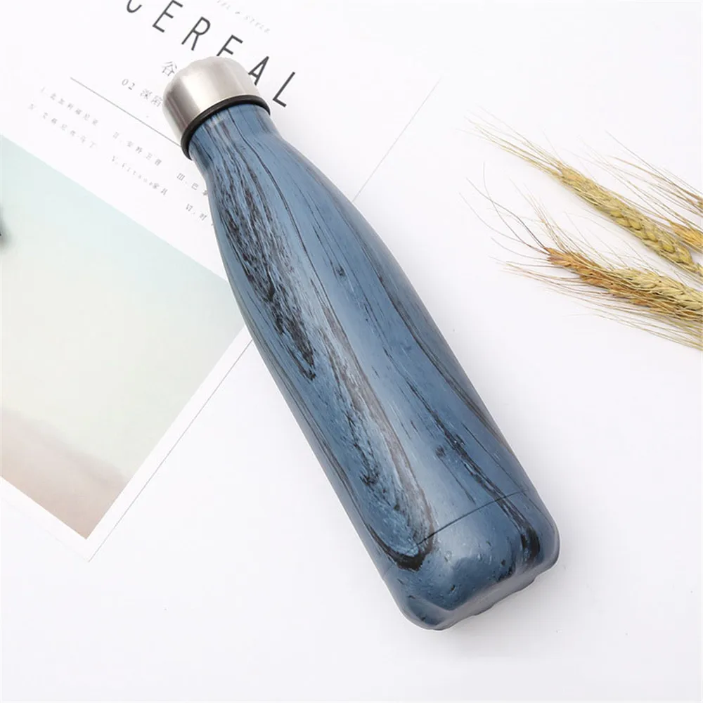 Wooden Texture Printed Thermos BPA Free Water Bottle Stainless Steel Vacuum Flask Insulated Drink Bottle Outdoors Cup