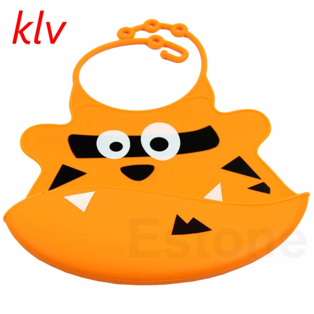 

Cute Infant Baby Kid Washable Silicone Feeding Bib Cartoon Patterns Saliva Bibs