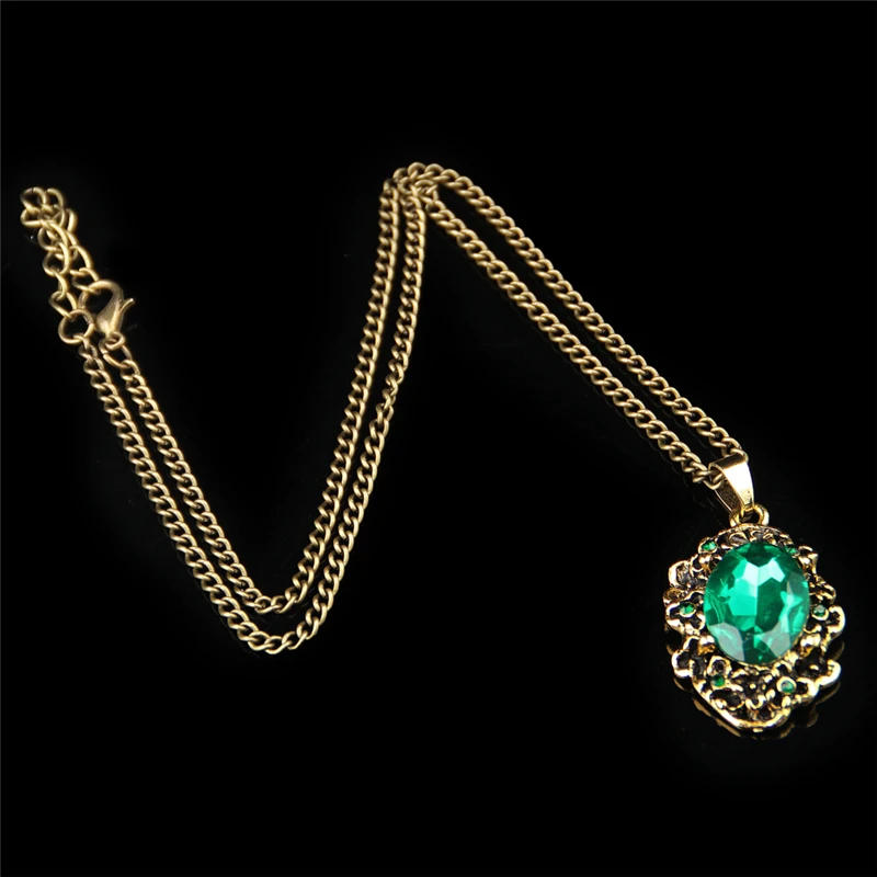 Женское винтажное ожерелье с подвеской в виде зеленых кристаллов|fashion jewelry|jewelry