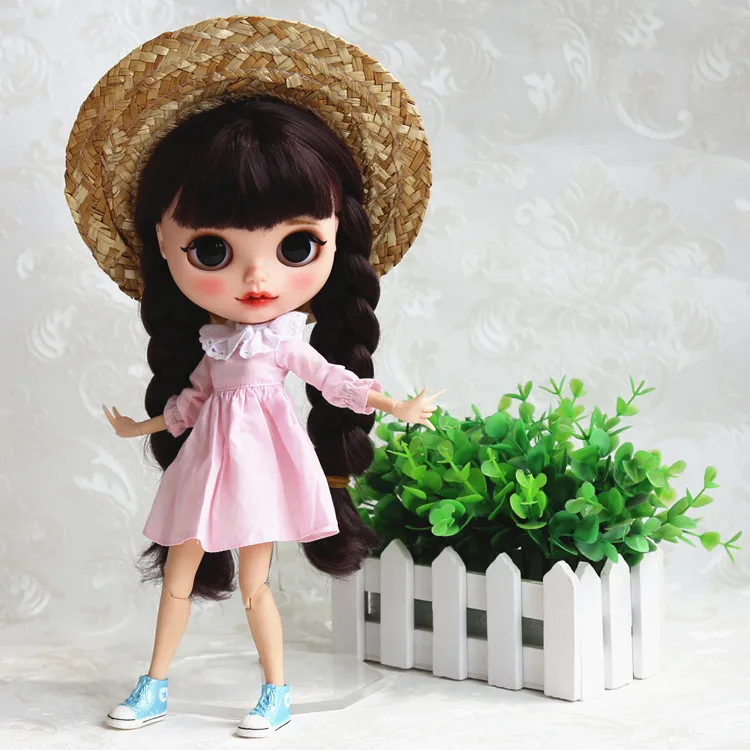 Бесплатная доставка соломенная шляпа ручной работы для куклы Blyth pullip dal jerryberry 1/3 BJD