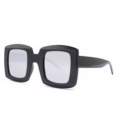 black silver COOLSIR, новинка, Ретро стиль, квадратные солнцезащитные очки, женские,, брендовые, дизайнерские, негабаритные, солнцезащитные очки, модные, женские, градиентные, UV400 - Цвет линз: black silver