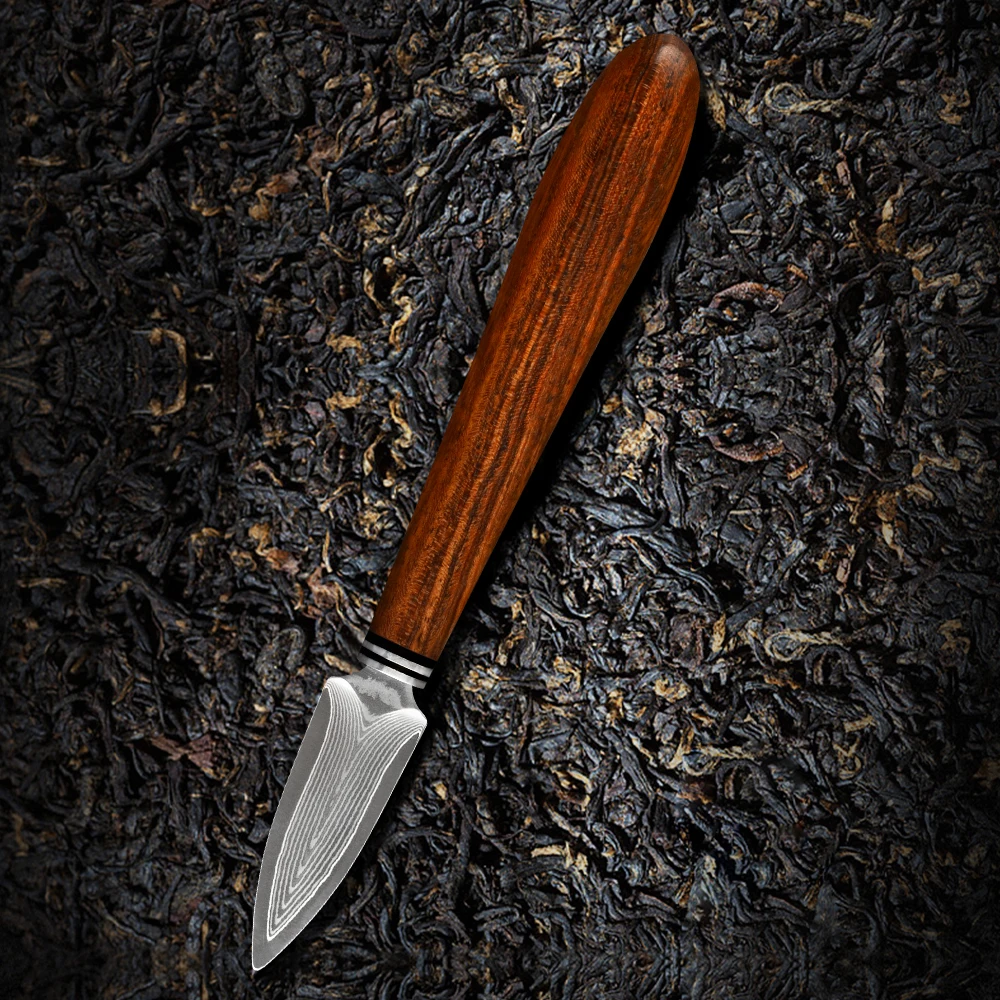 Qing Rosewood Pu-erh нож для чайной церемонии 9Cr14 Дамасская стальная игла черный чай пуэр