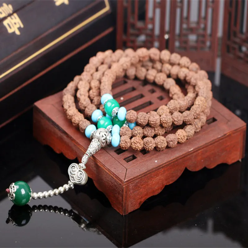 Браслет Sennier из тибетского серебра натуральная рудракша женские модные ожерелье