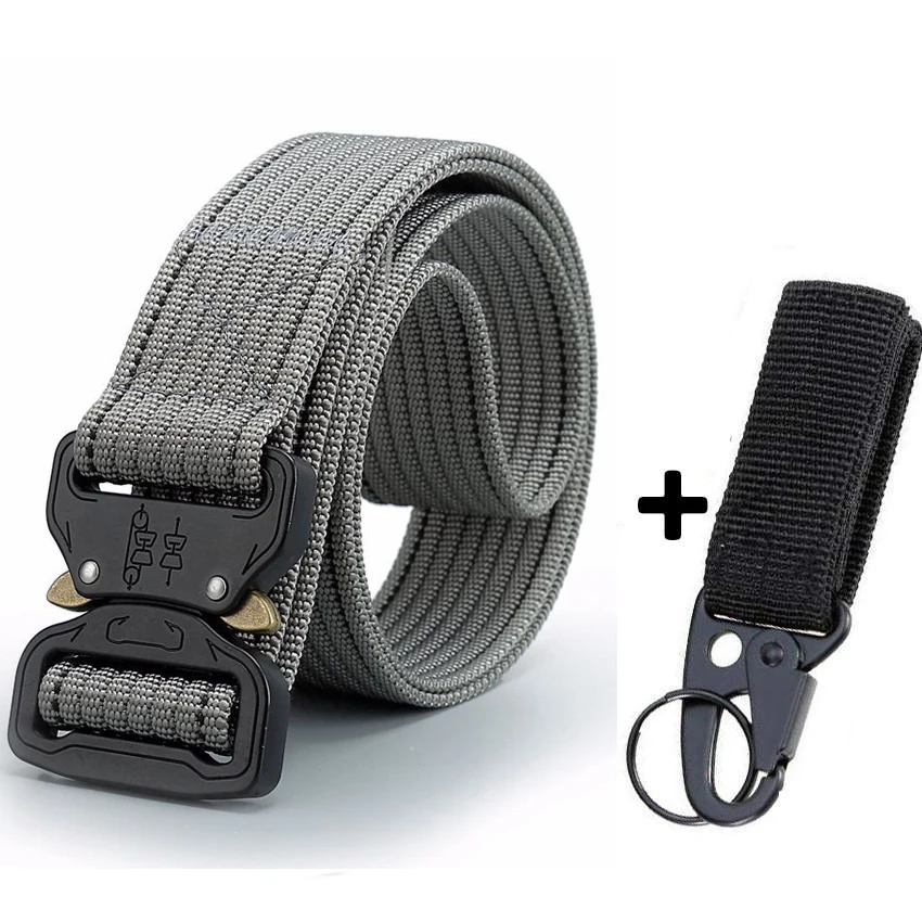 Gray Belt Match Унисекс, Кобра, пряжка, тактический ремень для брюк, повседневные нейлоновые армейские ремни, тренировочное оборудование, ремень, мужской черный военный пояс - Цвет: Gray Belt Match