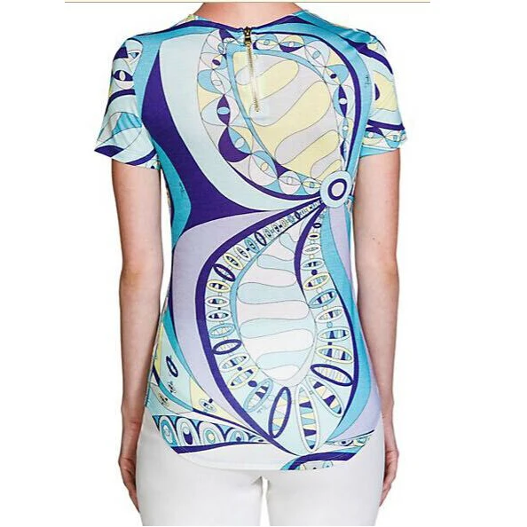 Женский топ с геометрическим принтом Повседневная футболка-футляр коротким