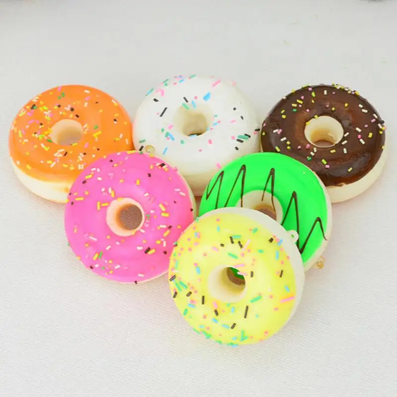 1PCS Mini Artificial Squishy Donut Kawaii Chocolate Noodles Sweet Roll Pretend Toys Kitchen Toys 5CM