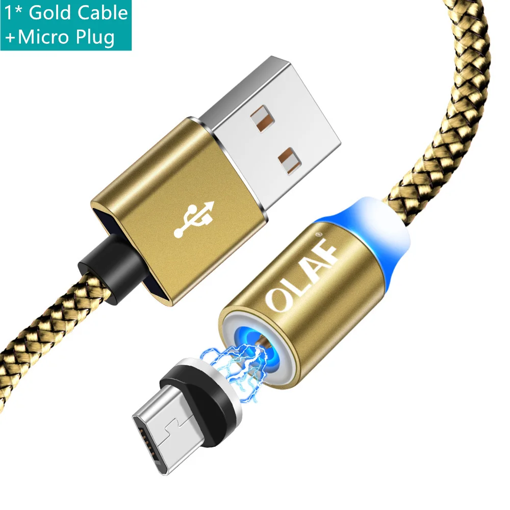 Магнитный кабель Олаф 3А для быстрой зарядки Micro usb type-C кабель для iPhone samsung Xiaomi USB-C Магнитный кабель для зарядки и передачи данных - Цвет: Gold For Micro