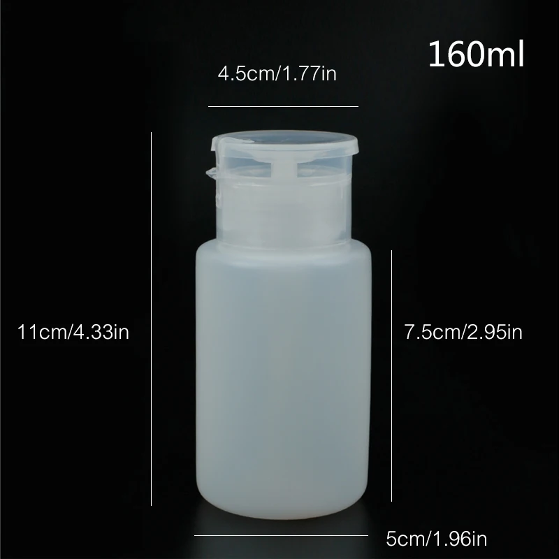 

1PC 160ML Nail Art Empty Bottle Dispenser Nail Tools Bottle for Liquid Alcohol Remover Cleaner Refillable Empty Bottle Container