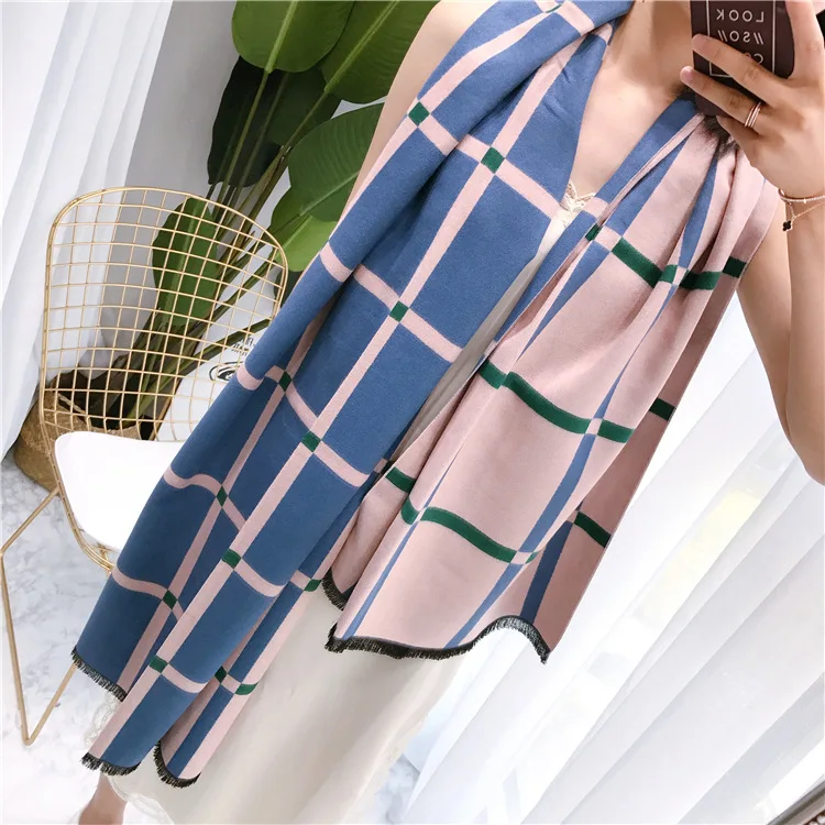 2017 Классический решетки леди Имитация кашемира шарф платок двойного назначения