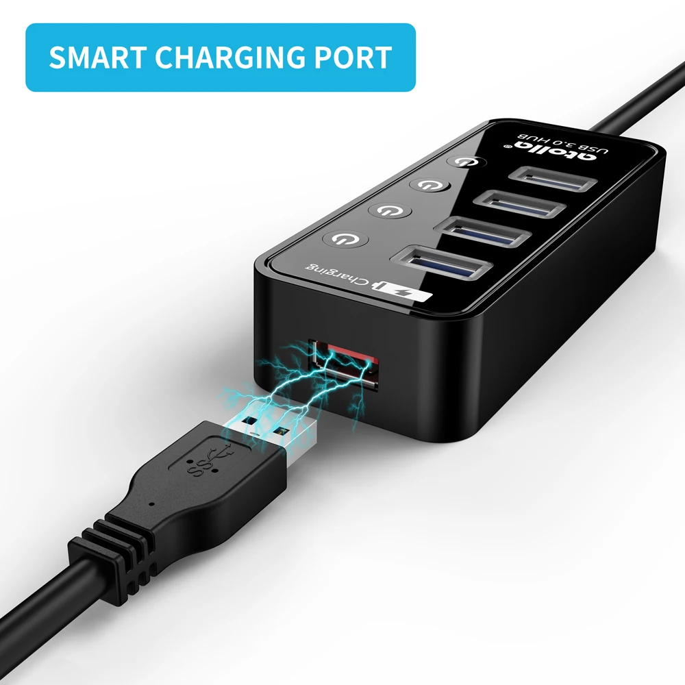 Atolla usb 3 0 концентратор с адаптером питания 4 + 1 Передача данных и зарядка