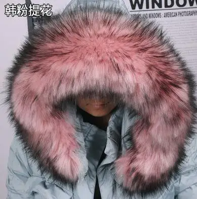 dark pink jacquard Осенне-зимний женский супер большой искусственный воротник, шапка из лисьего меха, большой воротник из меха енота, воротник с капюшоном, шарф-накидка, 80 см, tb001 - Цвет: dark pink jacquard