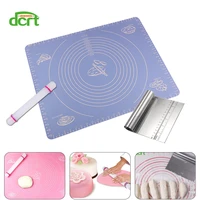 dcrt 3pcsset silicone baking mat dough mat pastry cutter rolling pin cookie bread pizza fondant cake baking tools