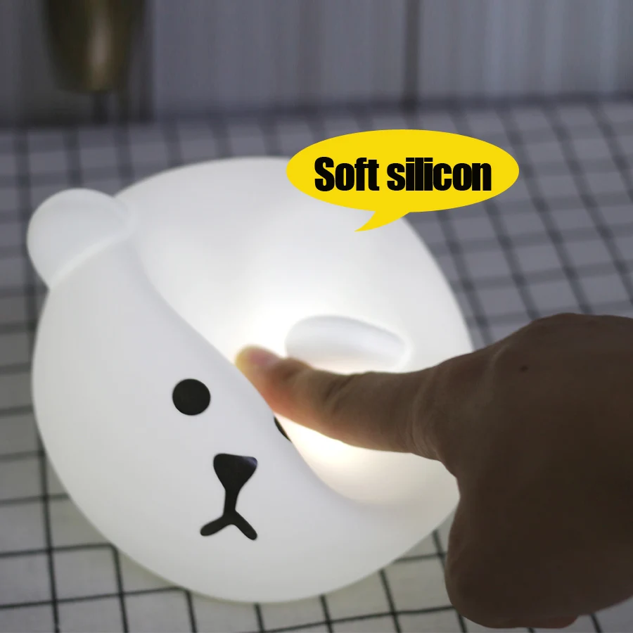 Сенсорный силиконовый светодиодный ночник с зарядкой от USB подарок для детей