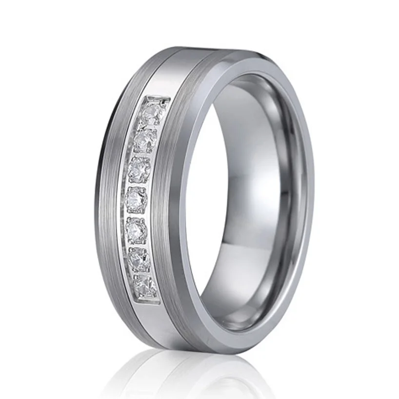 PVF018 white stone Классические алиансы 8 мм мужские ювелирные изделия из карбид вольфрама обручальное кольцо пара колец для мужчин и wo мужчин с черными камнями cz - Цвет основного камня: PVF018 white stone