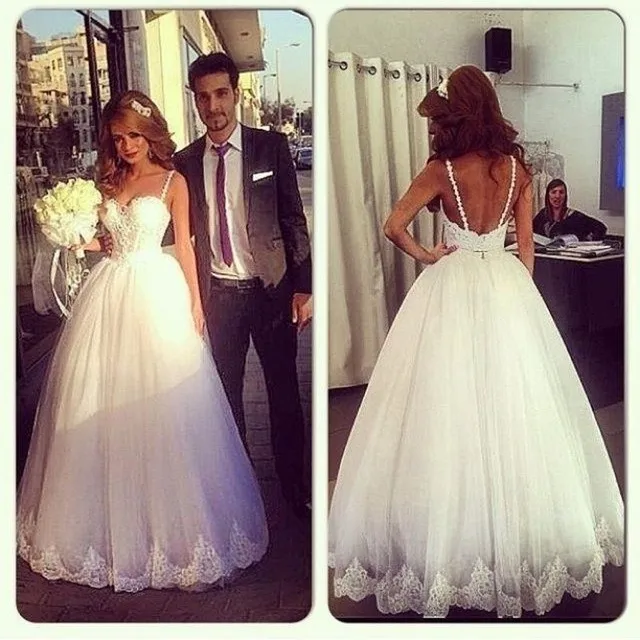 Vestidos De Noiva Бальное платье Свадебные Платья Россия Стиль Бретельках Жемчуг длиной до пола Нет Поезд Гражданского Свадебное Платье