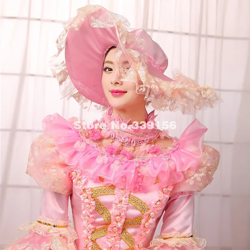 Распродажа розовое кружевное платье Рококо Мария Антуанетта сценическая одежда