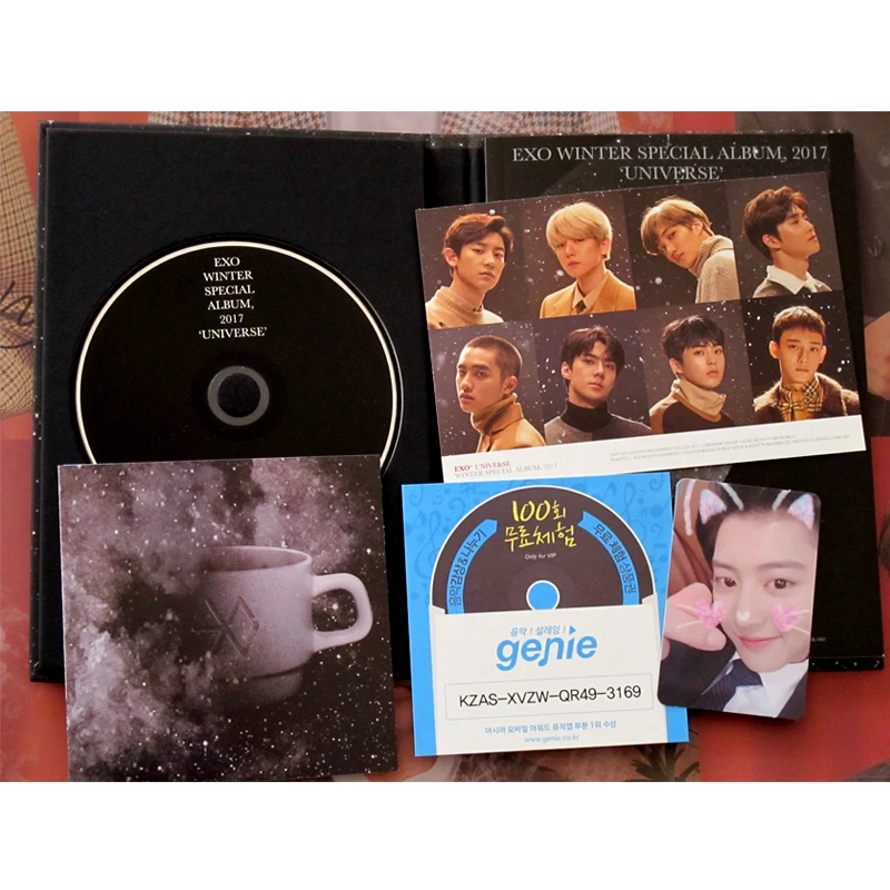 EXO с автографом ручной подписанный Вселенная Рождественский альбом CD+ Фотокнига+ подписанный плакат K-POP 012018