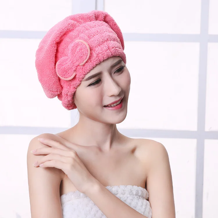 

1Pc Solid Absorbent Quickly Dry Hair Hat for Womens Girls Ladies Cap Bath Accessories Salon Drying Towel Head Wrap Hat 6 Colors