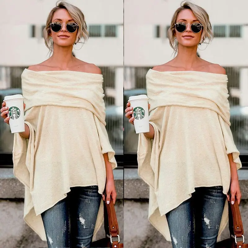 Женская Асимметричная футболка с длинным рукавом и открытыми плечами|Футболки| |