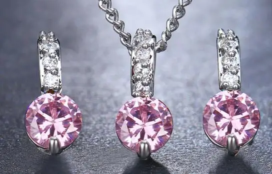pink Emmaya блестящие вечерние серьги с кубическим цирконием, 13 цветов, свадебные ювелирные наборы, вечерние аксессуары для платья - Окраска металла: pink