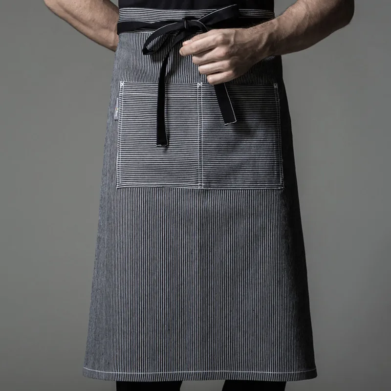 Black Waist Apron Черный джинсовый фартук хлопок ремень бариста бармен Бейкер шеф-повар кулинарная форма флорист кафе Кондитерские бистро отель рабочая одежда B60A - Цвет: Black Waist Apron