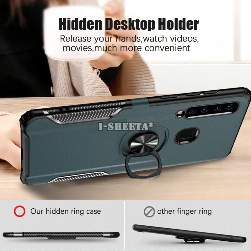 Hybrid Armor Case For Samsung Galaxy A5 A7 A8 A9 Plus 2018 A10E A20E Shockproof Cover Matte Hard PC + Soft TPU Holder Ring Stand |