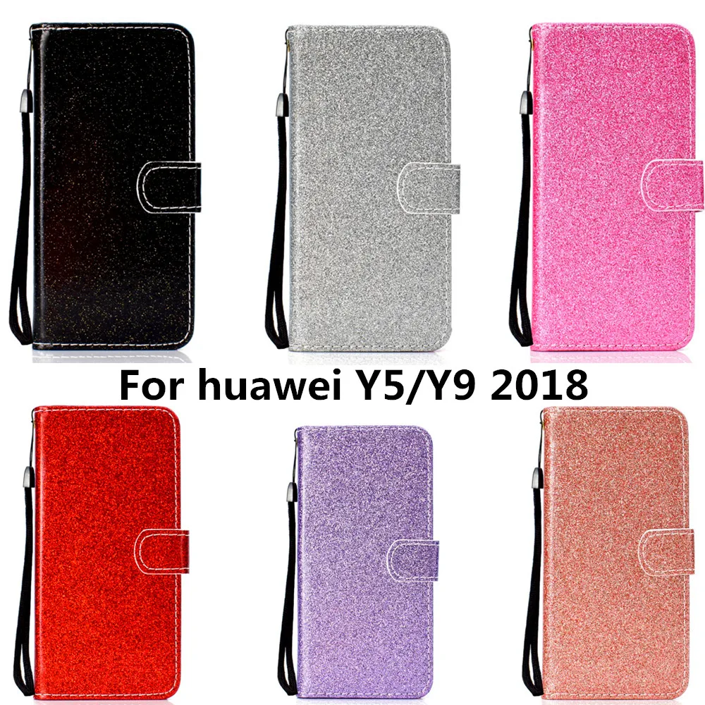 Новый модный кожаный бумажник флип-чехол для huawei Y5 2018 чехол телефона блестящие