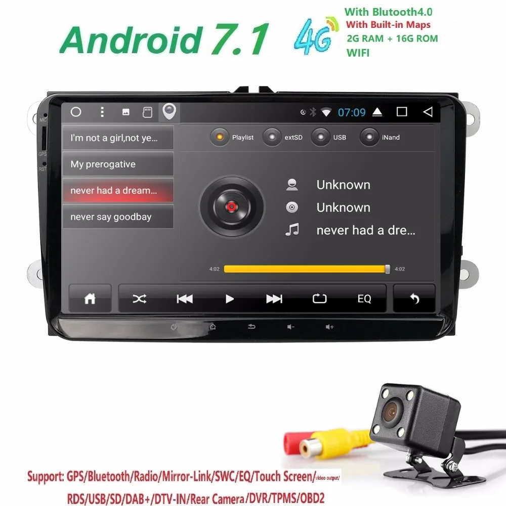 Hizpo 2din android 7 1 2 + 16 автомобилей NOdvd для v w passat b6 Гольф 4 5 tiguan ПОЛО skoda octavia руль controlcar