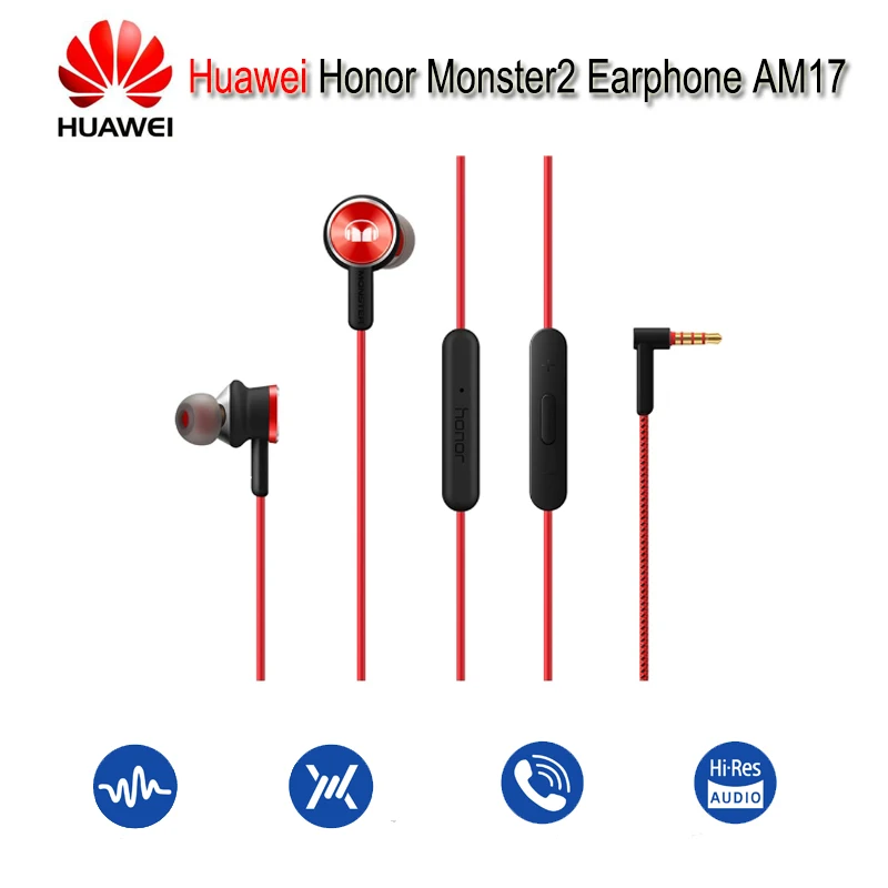 Оригинальные наушники Huawei Honor Monster2 AM17 | Histen чистый звук вязаный провод HD голос