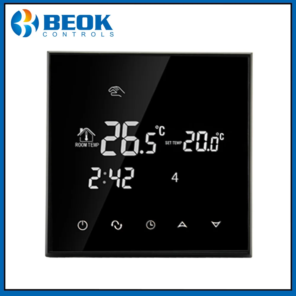 

Beok Thermoregulator LCD Touch Screen Control Thermostat for Room Electric Underfloor Heating System with Black/White Backlight