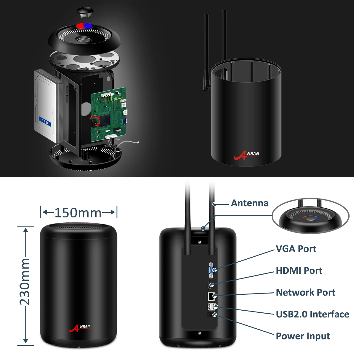 ANRAN 1080P HD 4CH Wifi ip-камеры системы наружного водонепроницаемого ночного видения система наблюдения цилиндрическая CCTV NVR комплекты