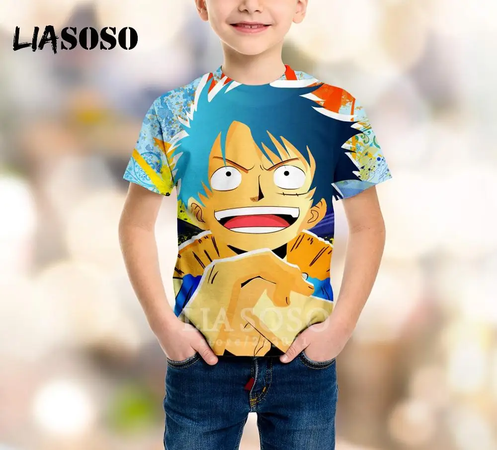 LIASOSO/Детская Толстовка Футболка с объемным принтом обезьяны D Luffy детский топ