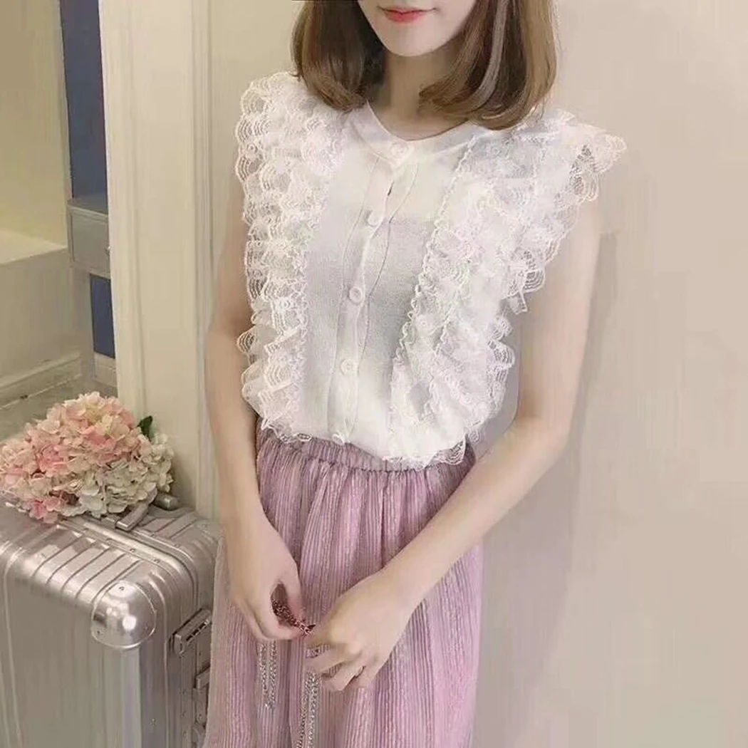 Женская кружевная блузка с цветочным рисунком рубашки сексуальные летние топы