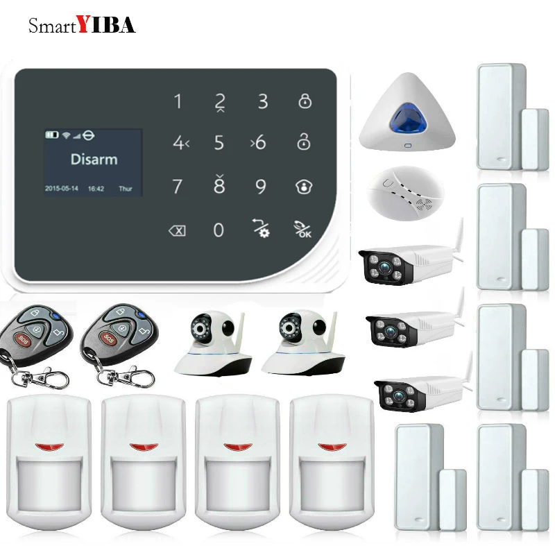 SmartYIBA беспроводная Wifi GSM домашняя система охранной сигнализации ISO Android APP TFT
