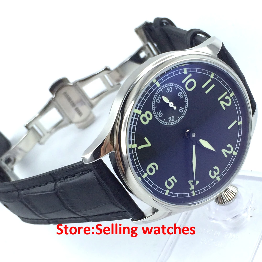 

Parnis 44mm black Dial 17 jewels 6497 mechanical hand-winding men's watch
