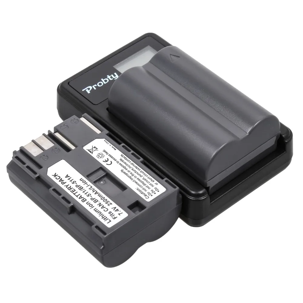 Аккумулятор Probty BP-511 BP 511 BP511 BP511A 2 шт. зарядное устройство USB с ЖК-дисплеем для Canon EOS