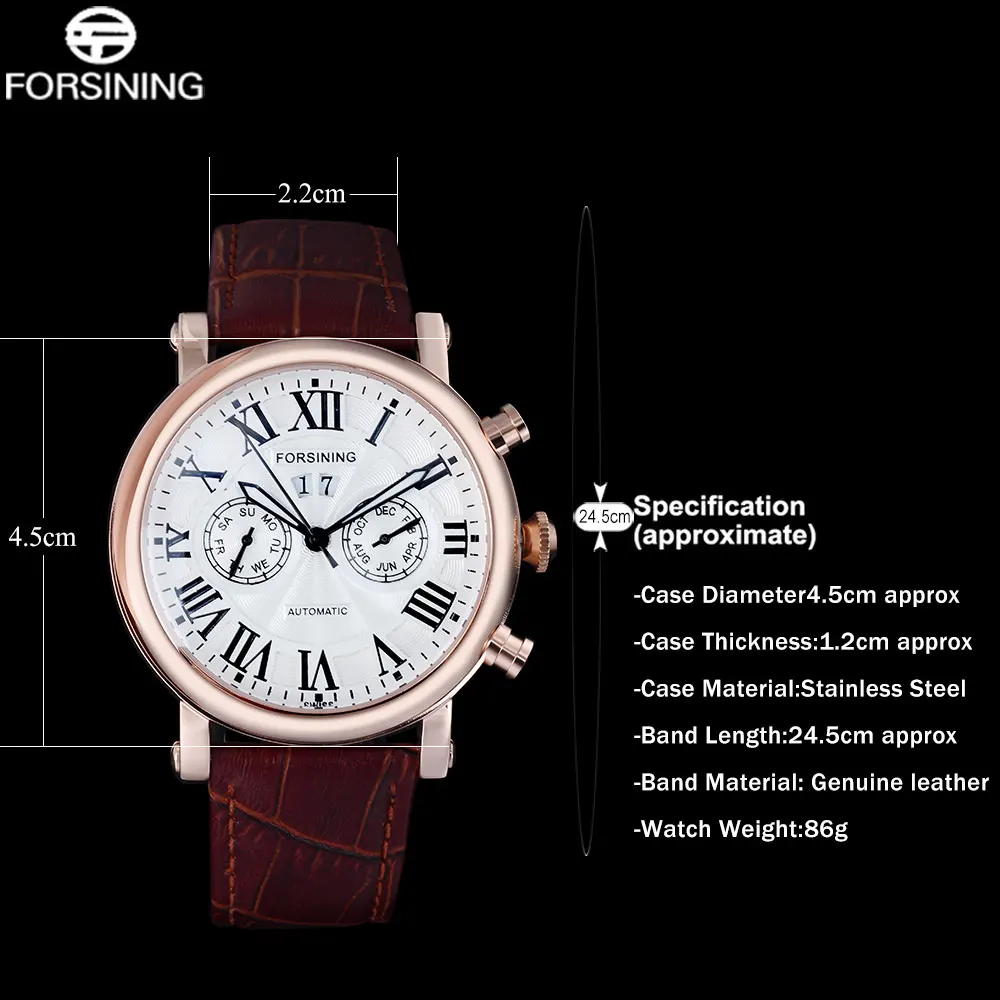 FORSINING модные повседневные мужские часы автоматические механические наручные