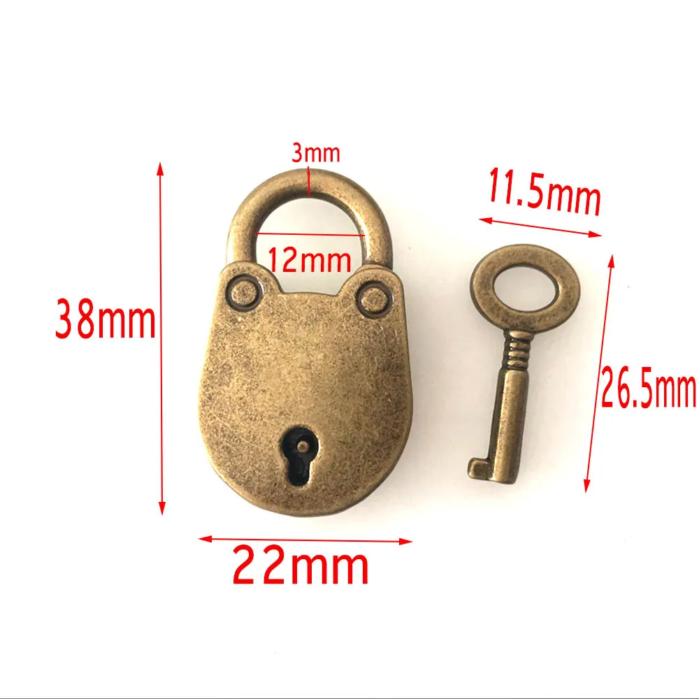 

1pc Antique Bronze Plated Chinese Style Vintage Padlock Jewelry Chest Box Notebook Lock Luggage Belt Padlock with Keys