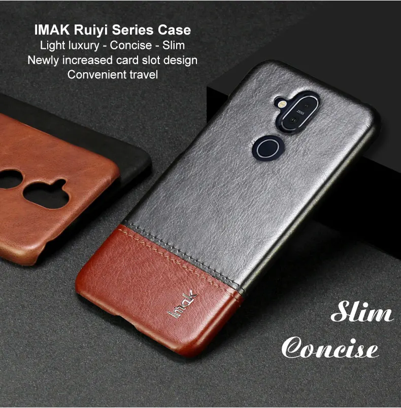 IMAK Ruiyi серия Роскошный кожаный чехол из искусственной кожи для Nokia 8,1X7 7,1 Plus жесткий чехол из поликарбоната для NOKIA 8,1X7 высококачественный чехол s