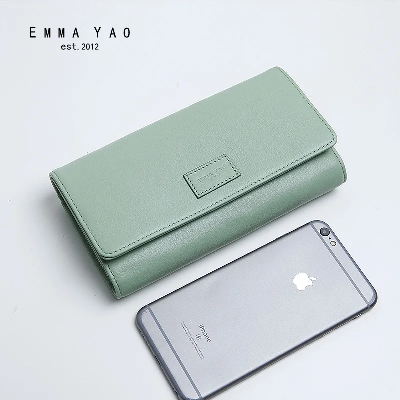 EMMA YAO модный кожаный кошелек женский корейский Три Раза Кошелек брендовые