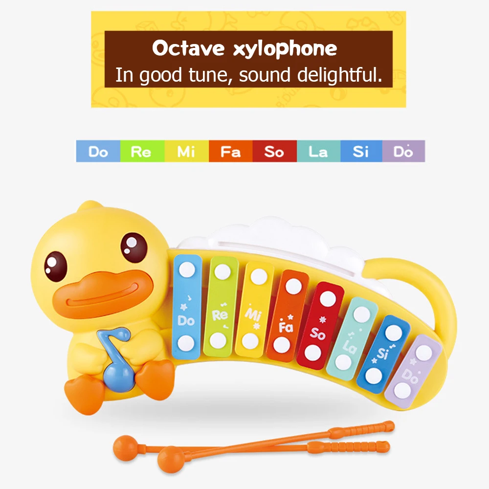 Игрушка скамейка-ксилофон с 8 умственными ключами и 2 мальетами детский