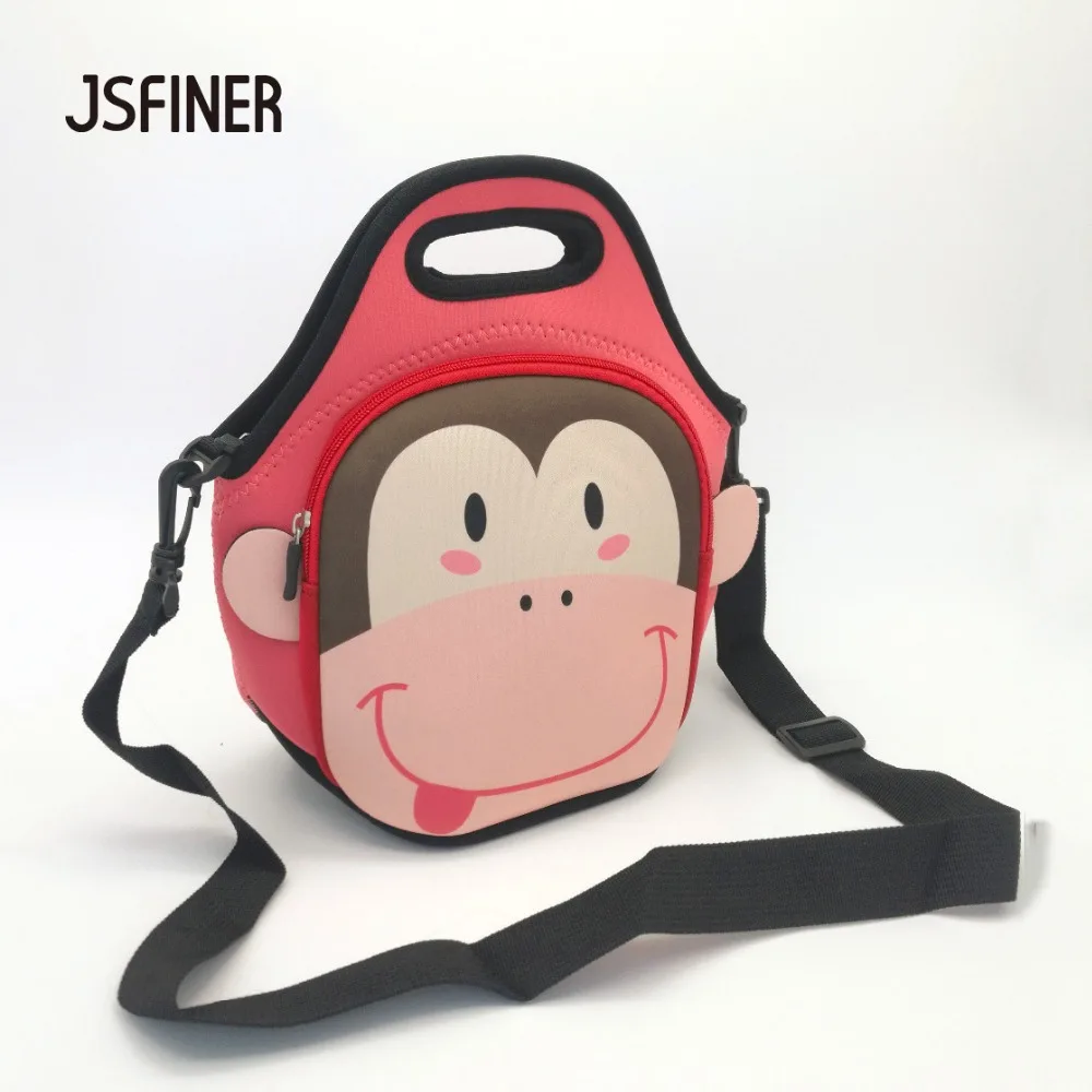 JSFINER сумки для обеда с животным рисунком для 2 человек, термоизолированные водонепроницаемые неопреновые столовые приборы для пикника, сумка для обеда