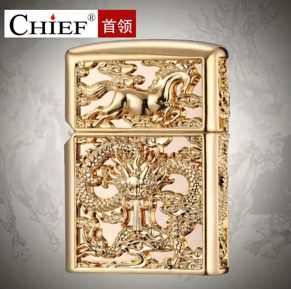 

Luxury 3D Dragon Carving Lighter Retro Metal Grinding Wheel Kerosene Lighters Unique Gasoline Lighter Windproof Smoking Lighter