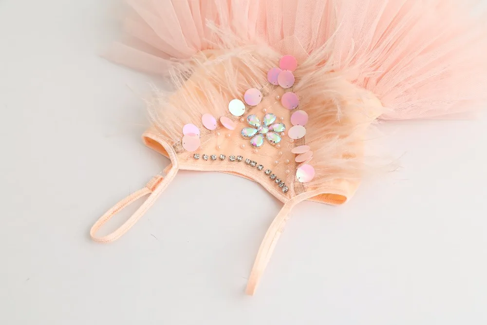 1pc Luxury toddler girls sequins dress children feather party little sling tutu wedding garments | Детская одежда и обувь