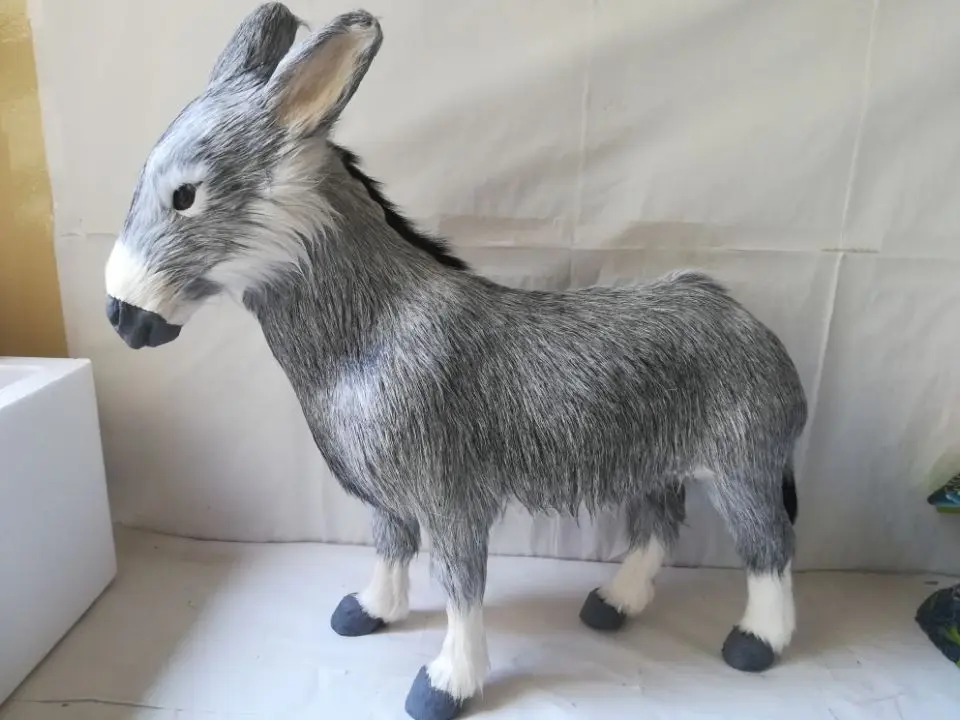 simulation gray donkey model polyethylene&ampfurs standing large 45x42cm handicraft home decoration gift b2688 | Мягкие игрушки