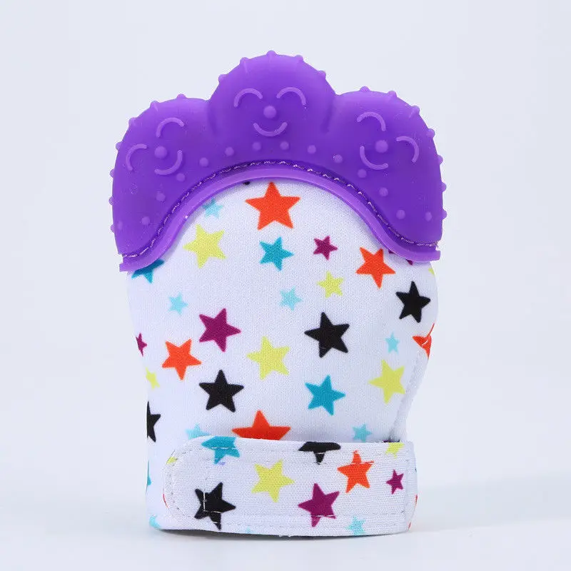 Star Purple Hot Sale Toddler Toys 1pcs Food Grade Silicone Teethers Infant Teething Gloves Anti-bite Hand New-arrival Baby Molar Gloves - Цвет: Star Purple