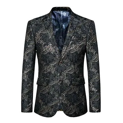 LONMMY 4XL 5XL 6XL Винтаж Цветок для мужчин Блейзер Slim fit две пуговицы свадебное платье костюм повседневное осень s цветочный блейзер весн - Цвет: 828
