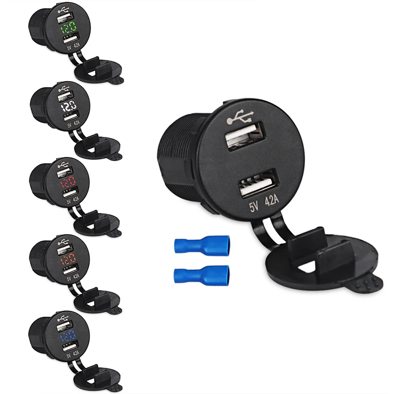 12 24 в зарядное устройство для телефона мотоцикл 4.2A В USB розетка автомобильное