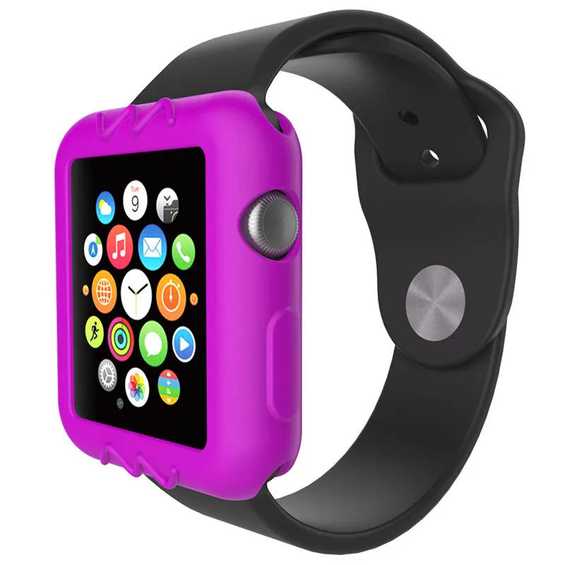 Яркие силиконовые часы чехол Защитный для Apple Watch iwatch 38/42 мм серия 1/2 универсальные